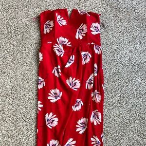 Floral Red Strapless Dress